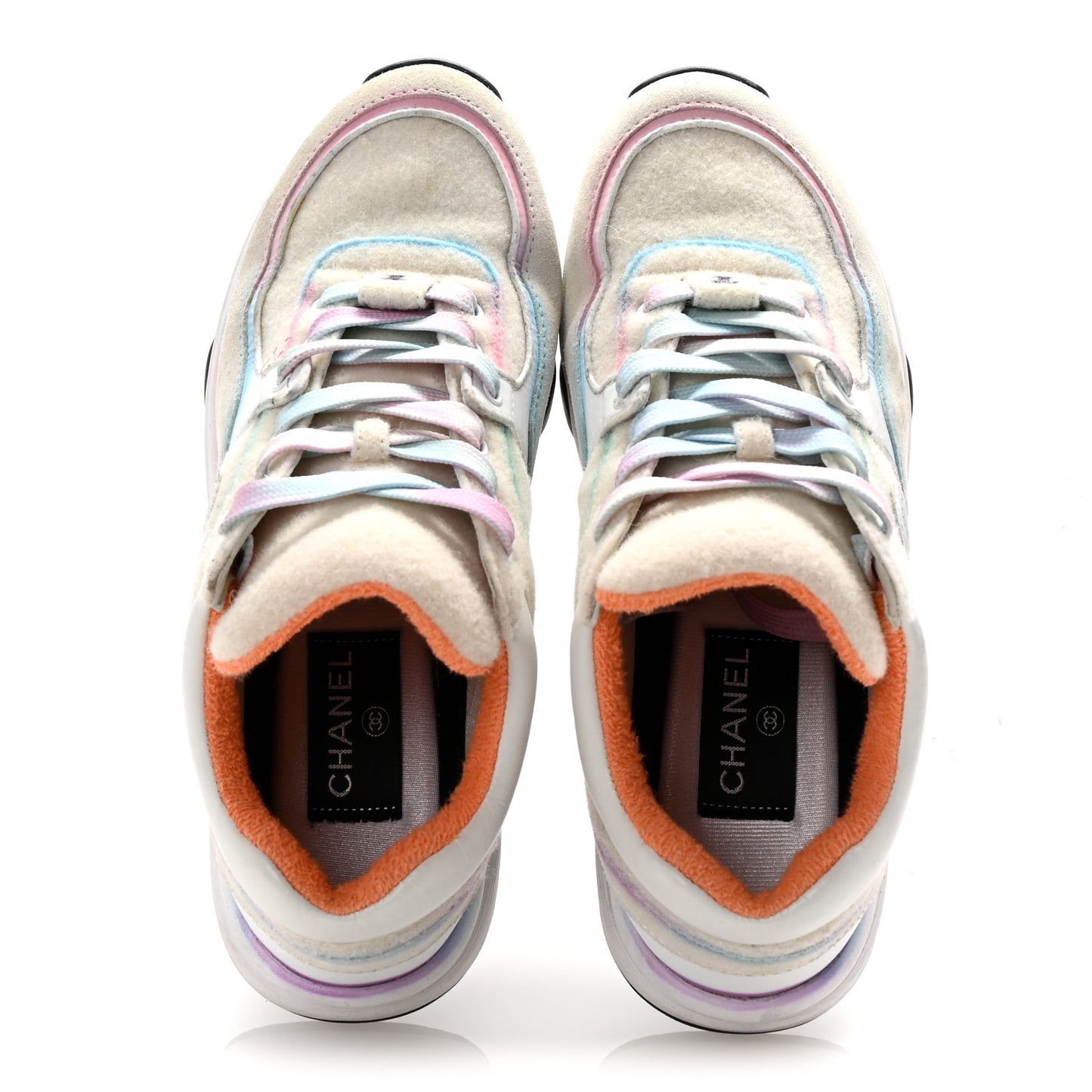 Wool Suede Calfskin CC Sneakers 36.5 Multicolor