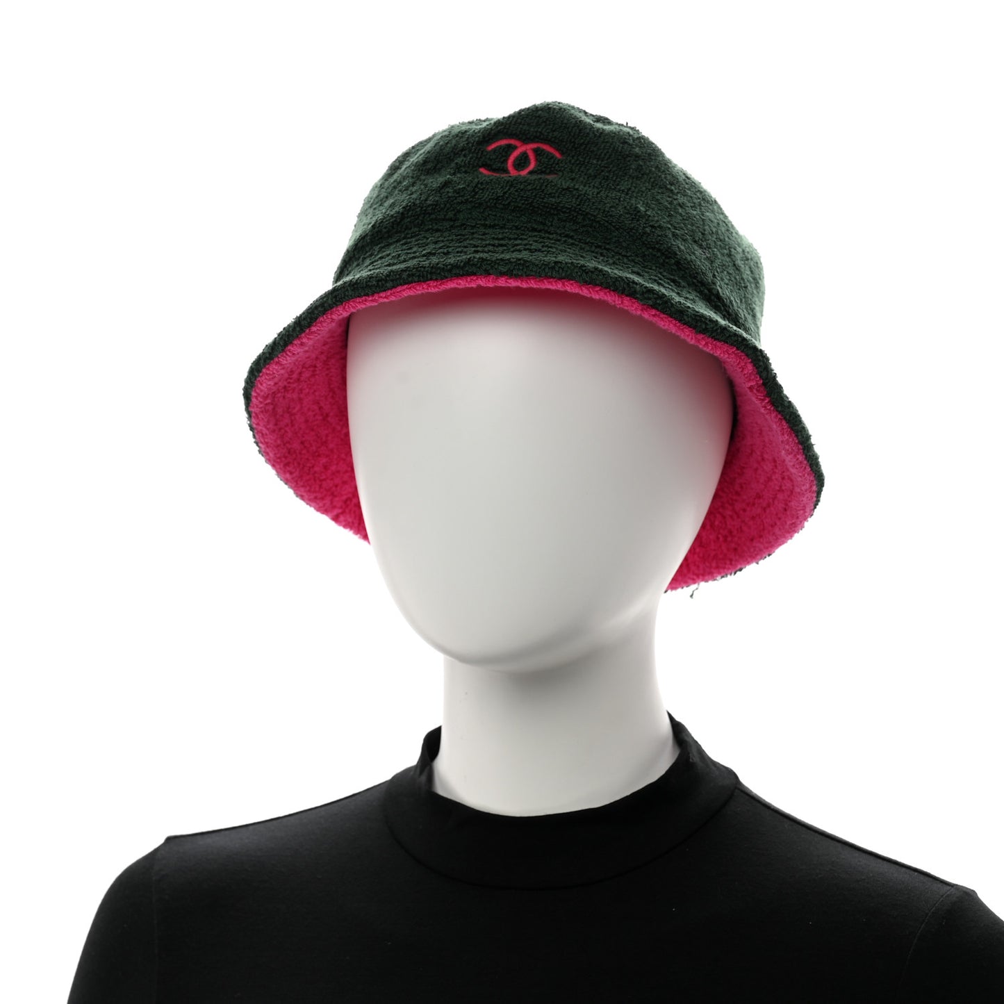 Cotton Terry Cloth CC Bucket Hat M Green Pink
