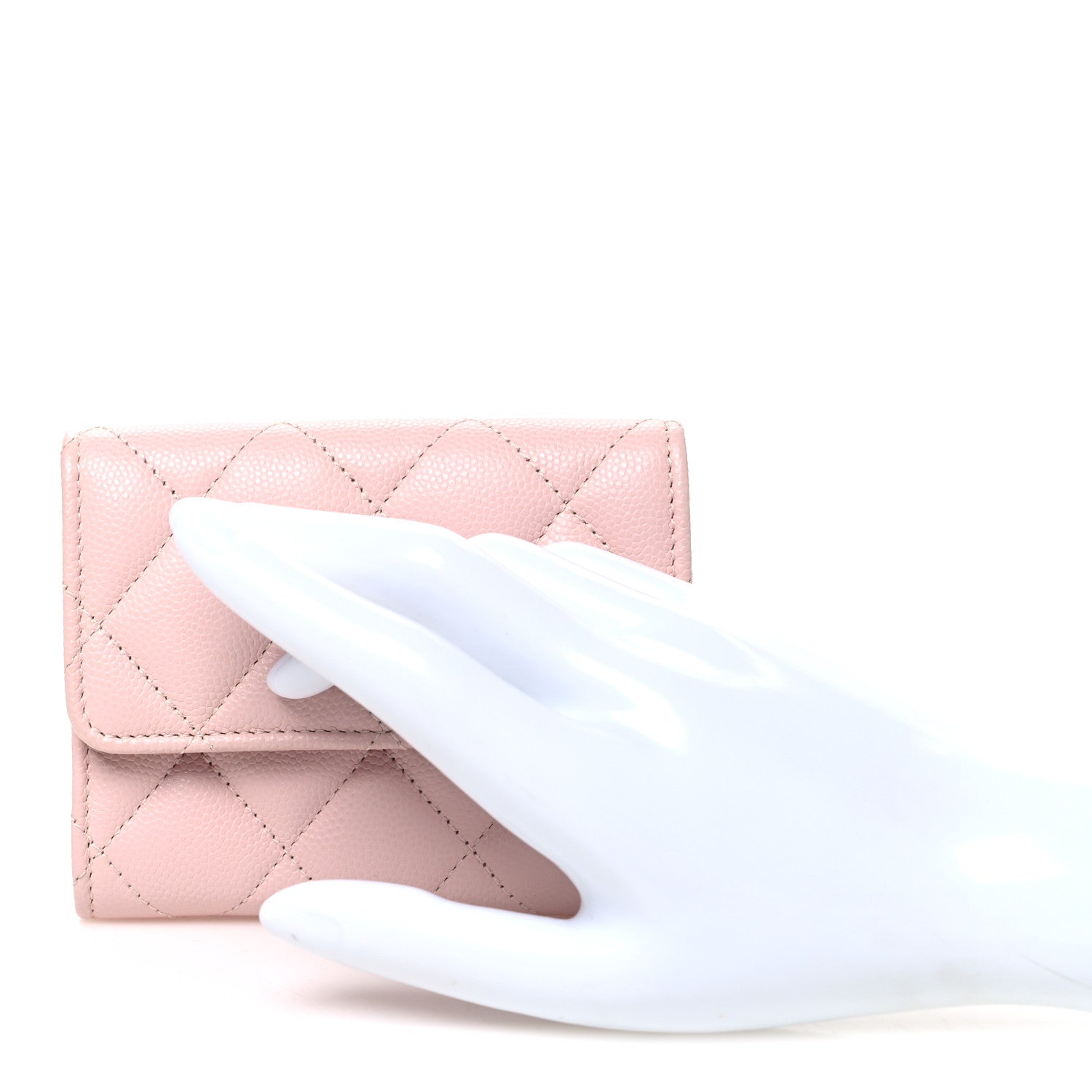 Chanel Caviar Quilted Crystal Enamel CC Flap Card Holder Pink 2 of 8