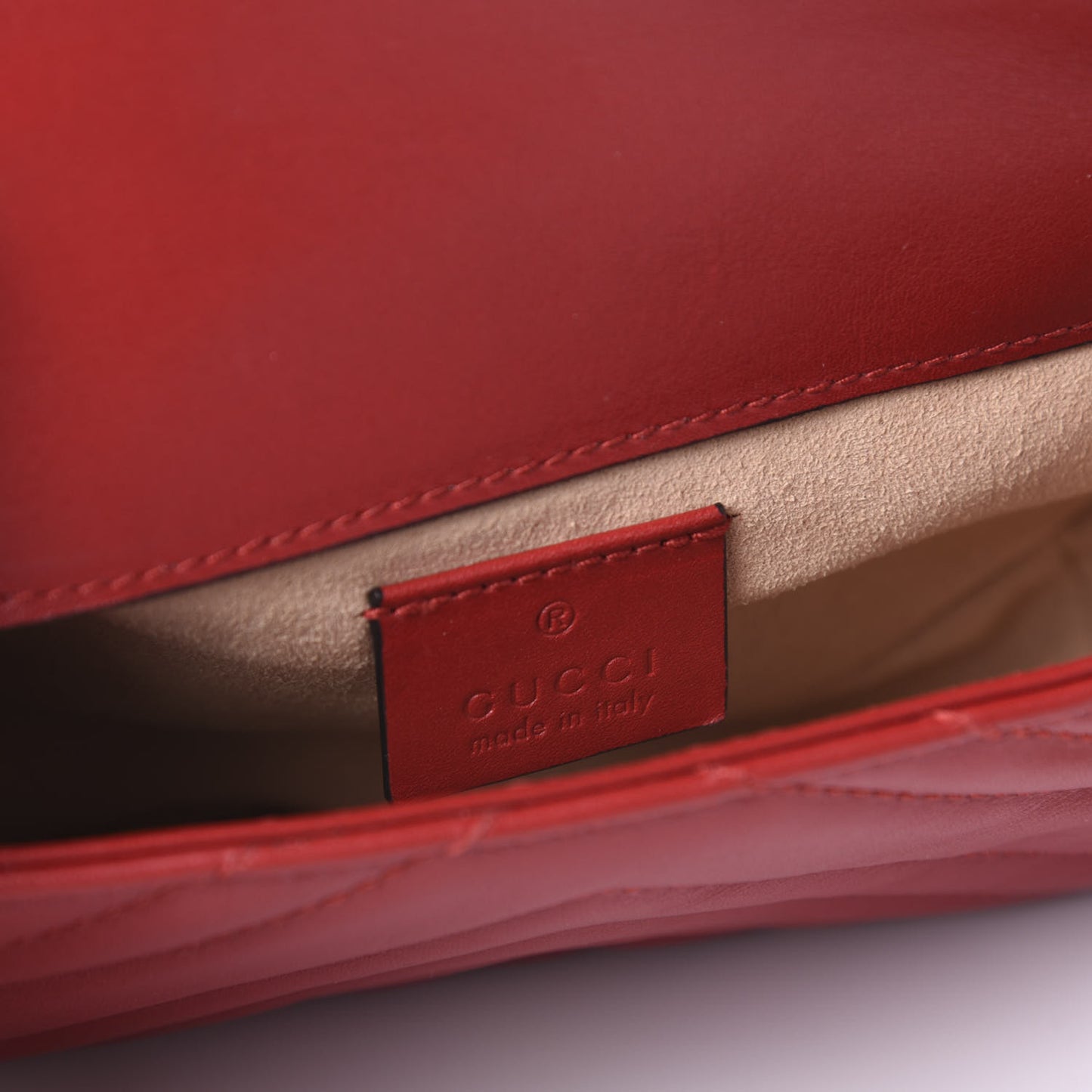 Calfskin Matelasse Super Mini GG Marmont Shoulder Bag Hibiscus Red
