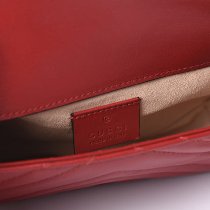 Gucci Calfskin Matelasse Super Mini GG Marmont Shoulder Bag Hibiscus Red 8 of 10