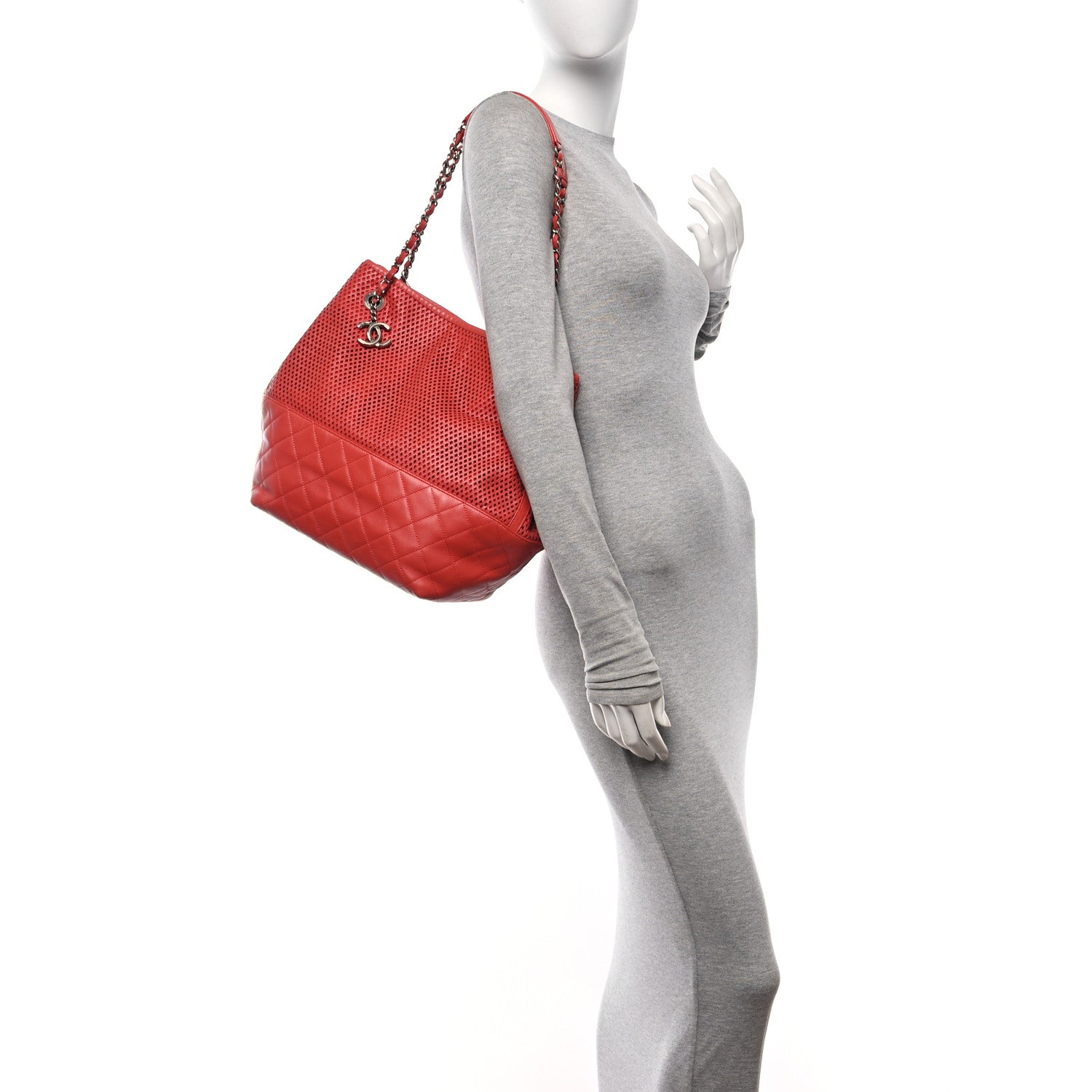 Chanel Calfskin Perforated Up In The Air North South Tote Red 2 of 14