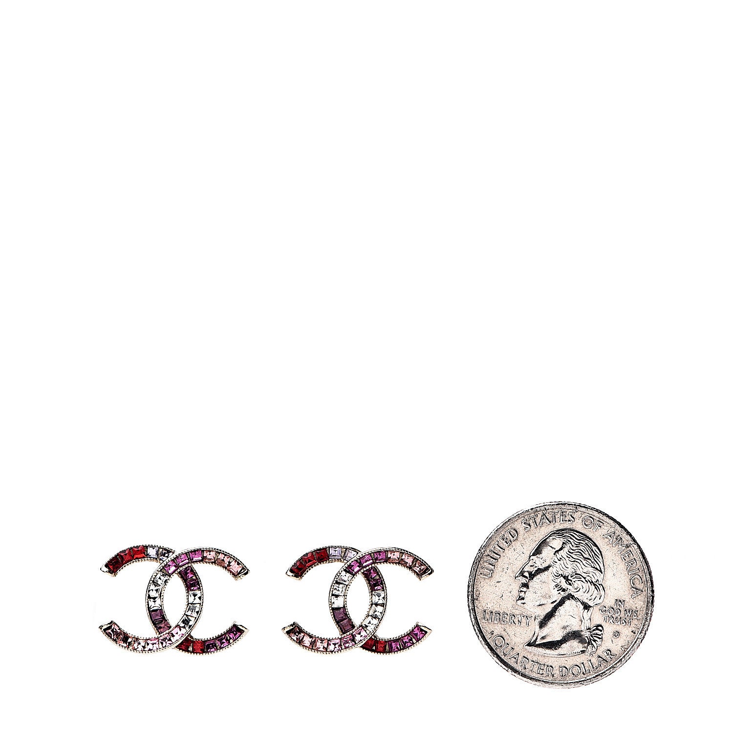 Chanel Crystal Baguette CC Earrings Gold Multicolor 2 of 5