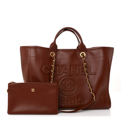 Chanel Calfskin Large Deauville Tote Brown 3 of 11