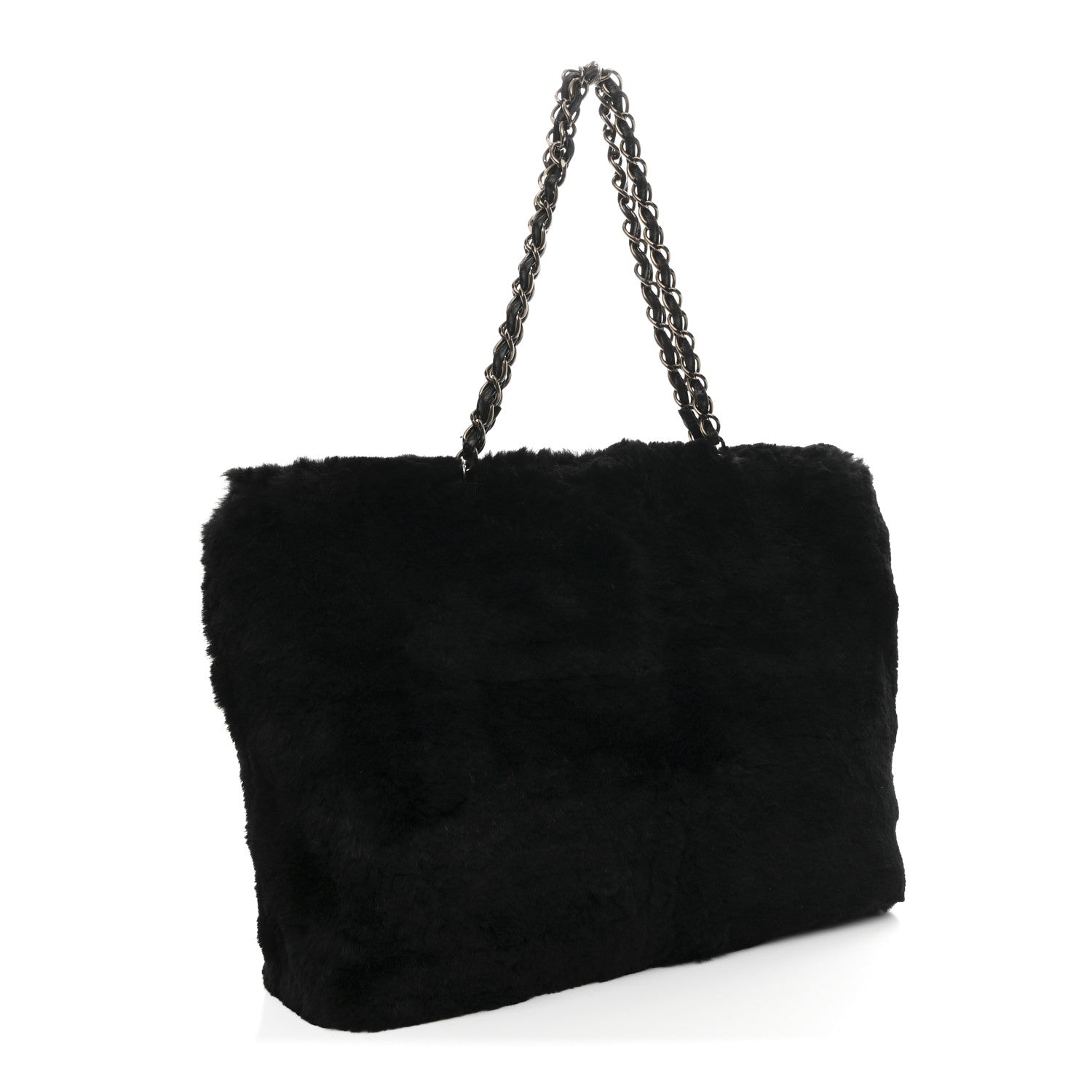 Chanel Orylag Rabbit Fur CC Tote Black 3 of 10