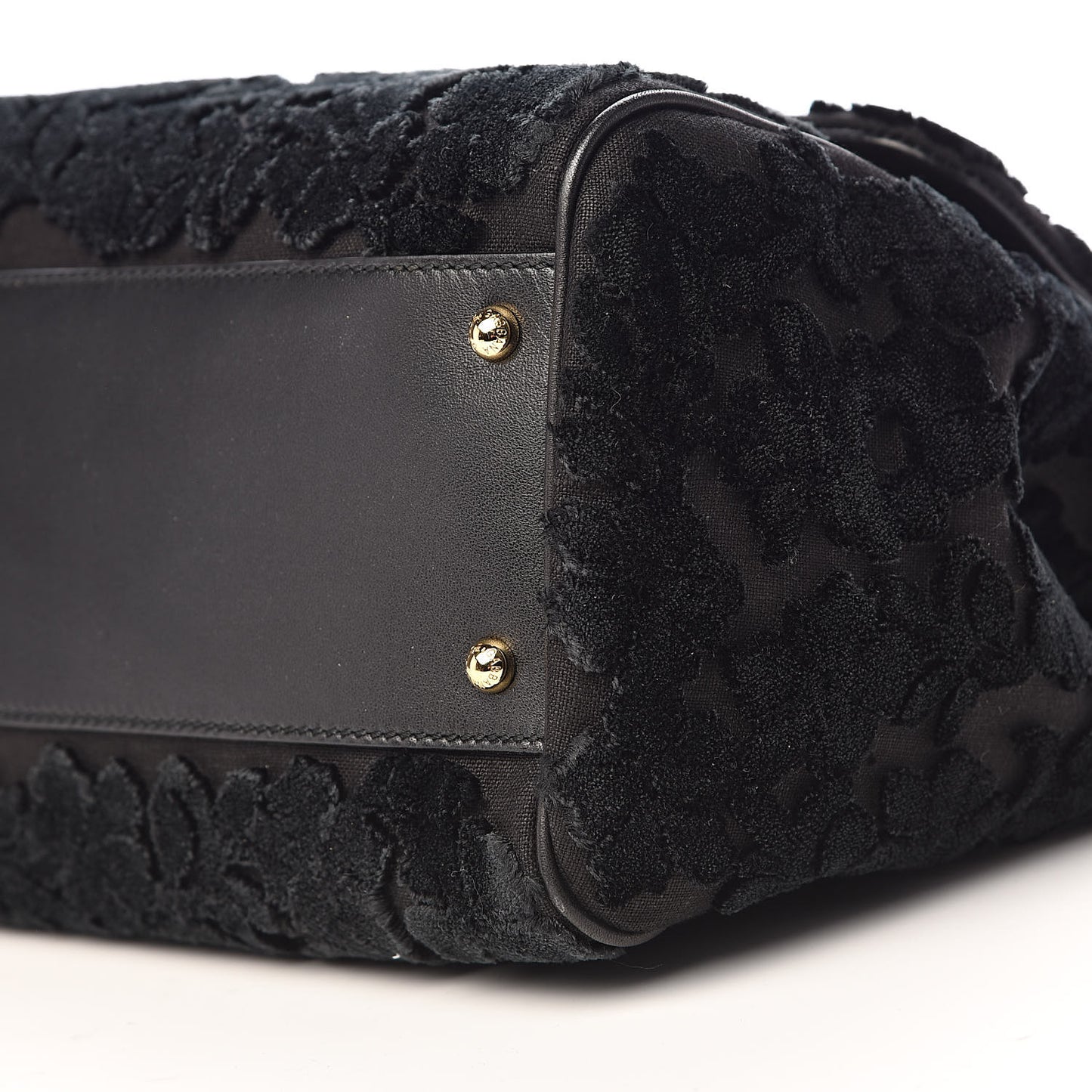 Velvet Floral Large Miss Sicily Satchel Black