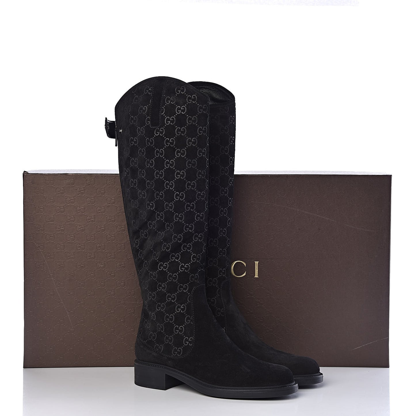Suede Softy GG Knee High Riding Boots 37 Black