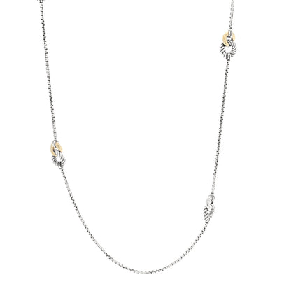 David Yurman Sterling Silver 18K Yellow Gold Belmont Station Necklace 1 of 4