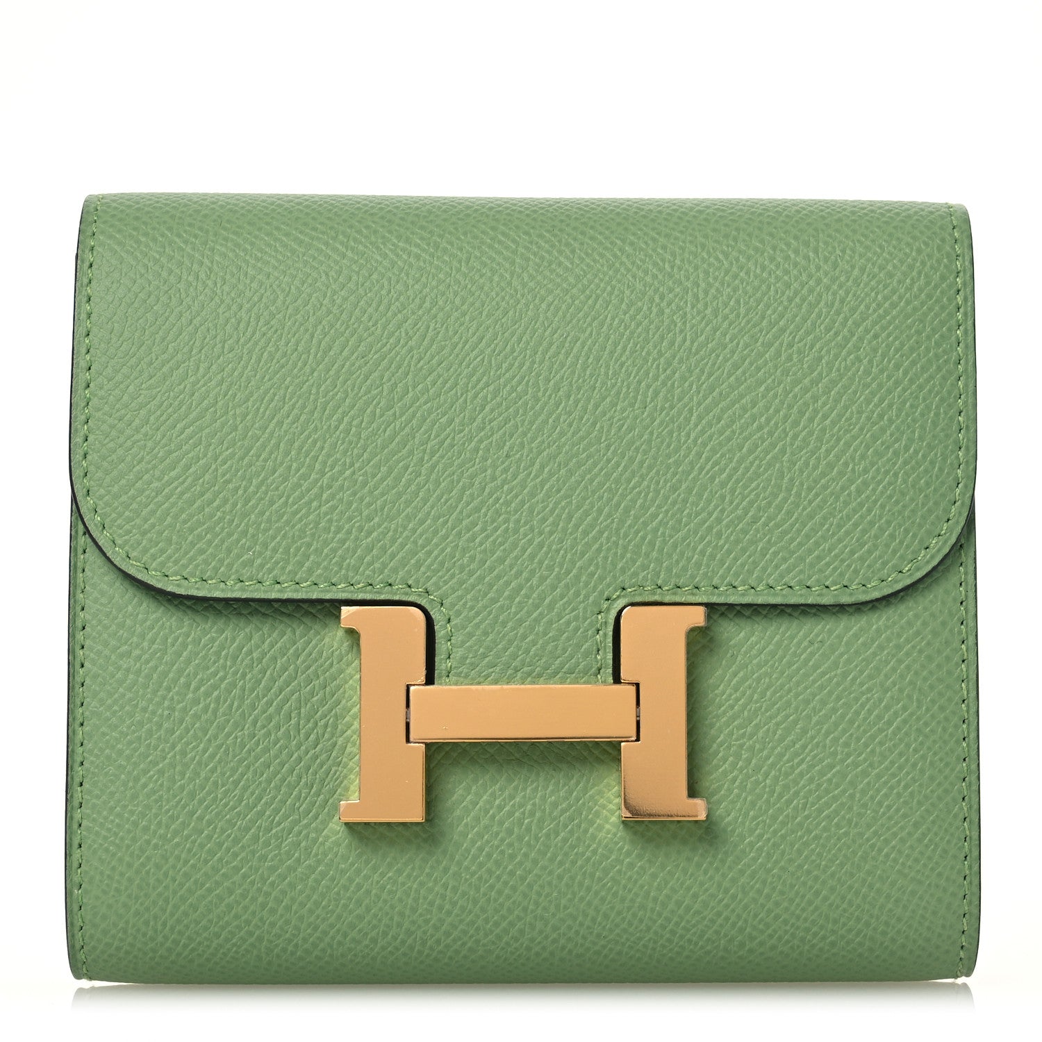 Hermes Epsom Constance Compact Passant Wallet Vert Criquet 1 of 10