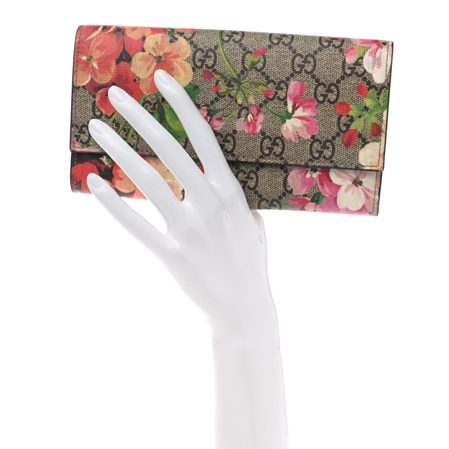 Gucci GG Supreme Monogram Blooms Continental Wallet Beige Multicolor Dry Rose 2 of 9