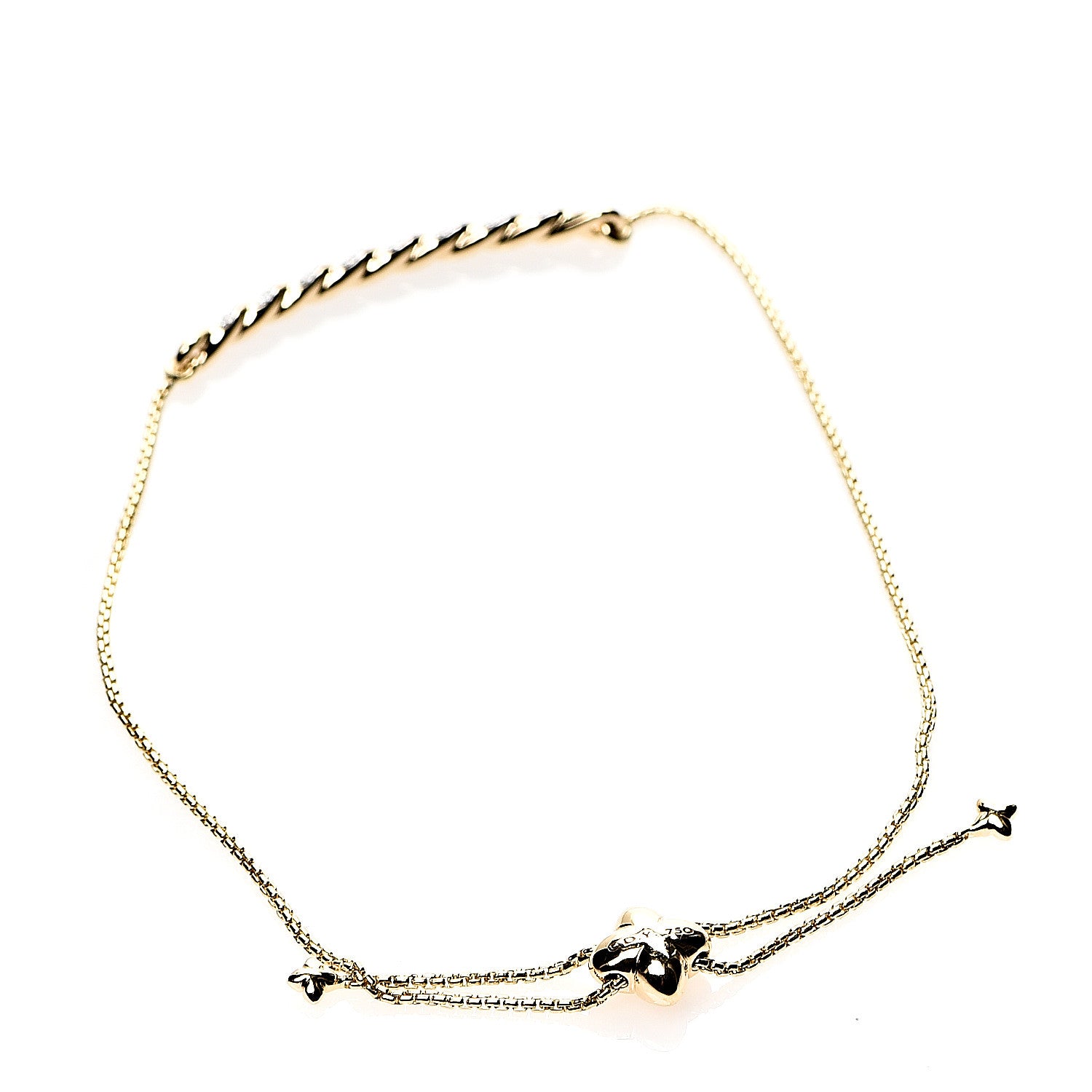 David Yurman 18K Yellow Gold Diamond Paveflex Station Bracelet 2 of 3
