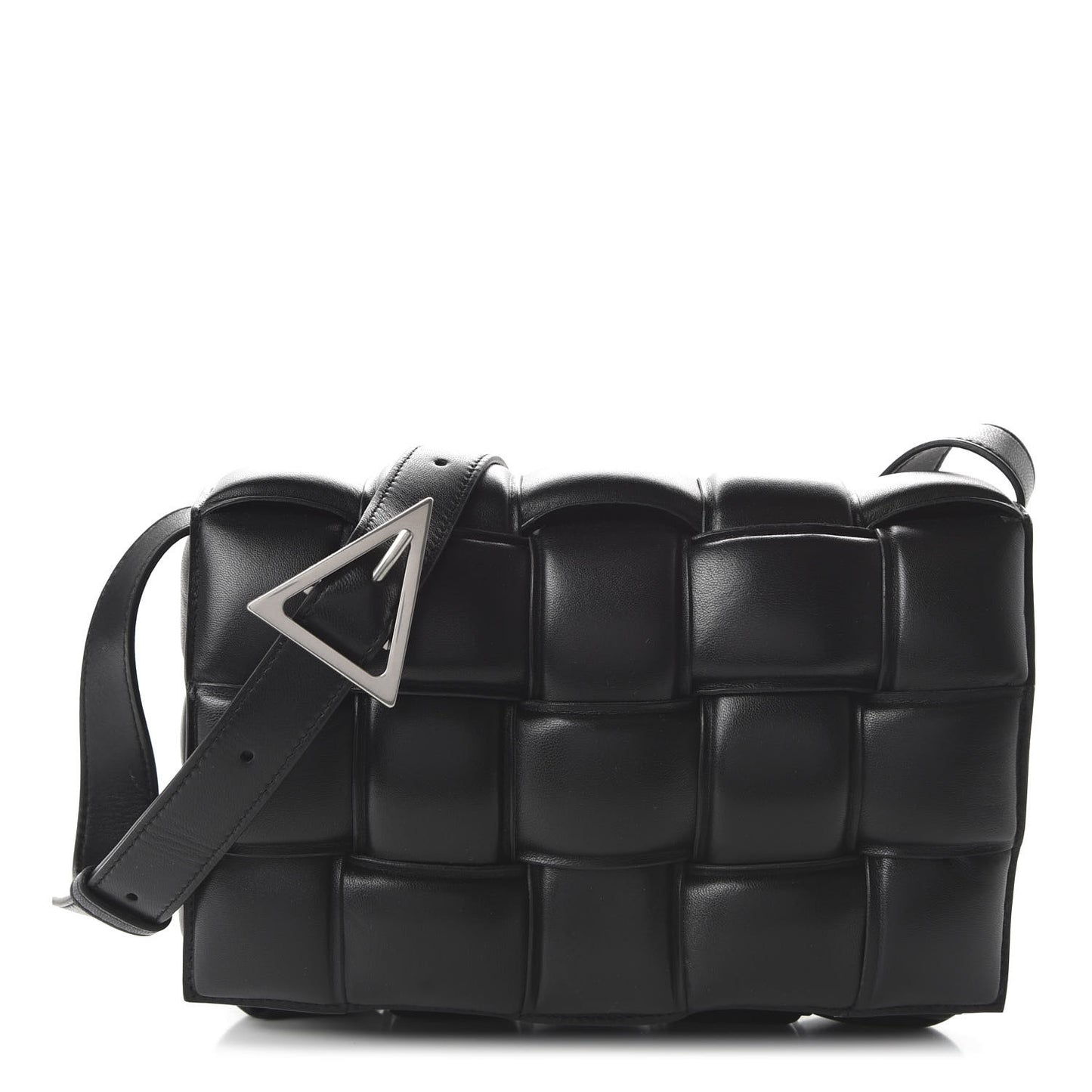 Nappa Maxi Intreccio Padded Cassette Crossbody Bag Black