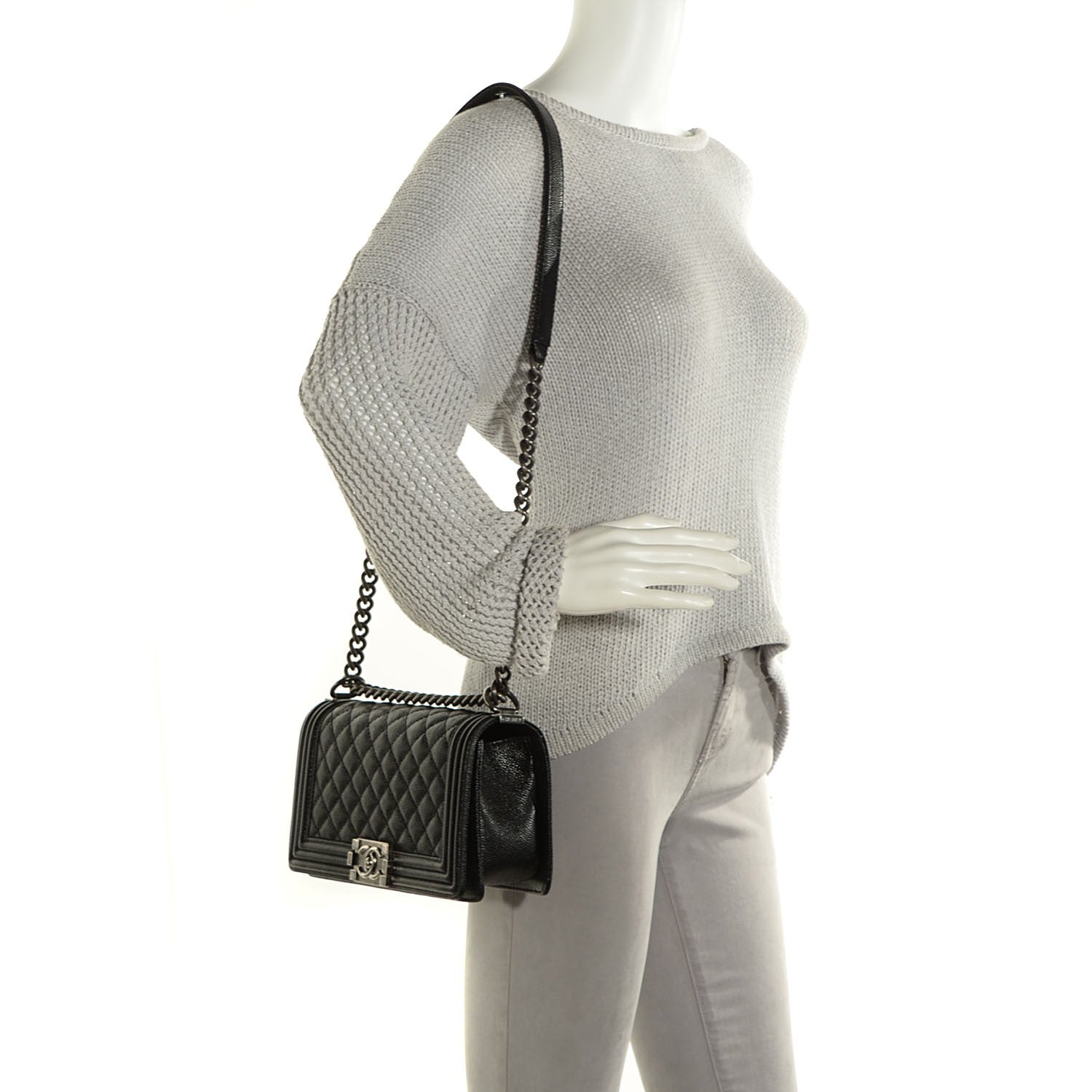 Chanel Caviar Quilted Medium Boy Flap Black 2 of 7