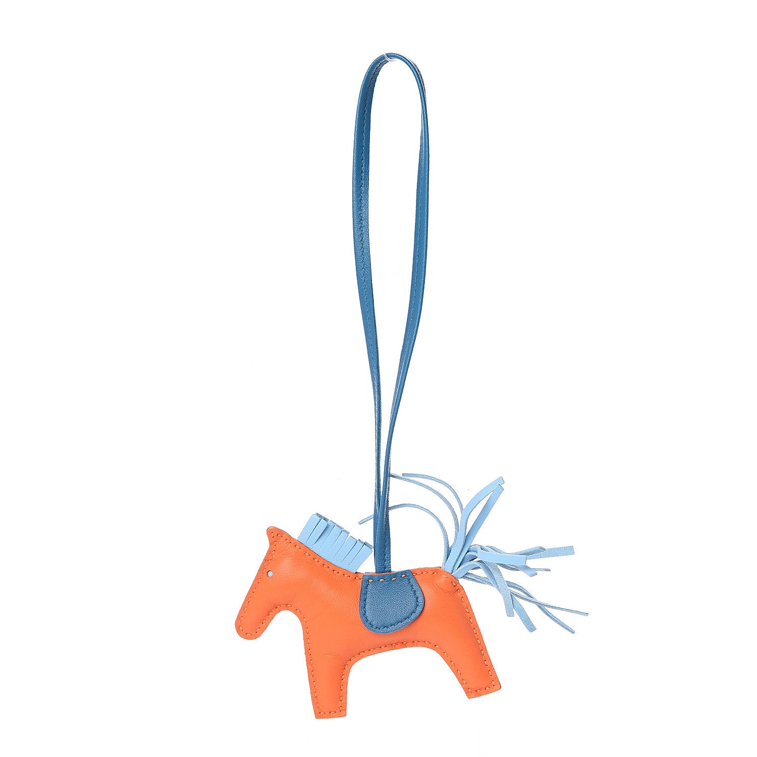 Hermes Milo Lambskin Grigri Rodeo Horse Bag Charm PM Feu Celeste Bleu Izmir 1 of 2
