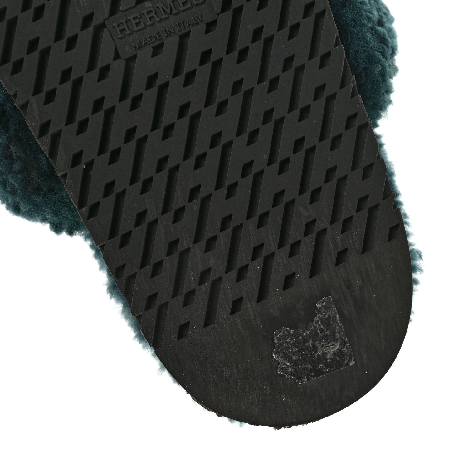 Hermes Woolskin Womens Chypre Sandals 37.5 Vert Anglais 8 of 11