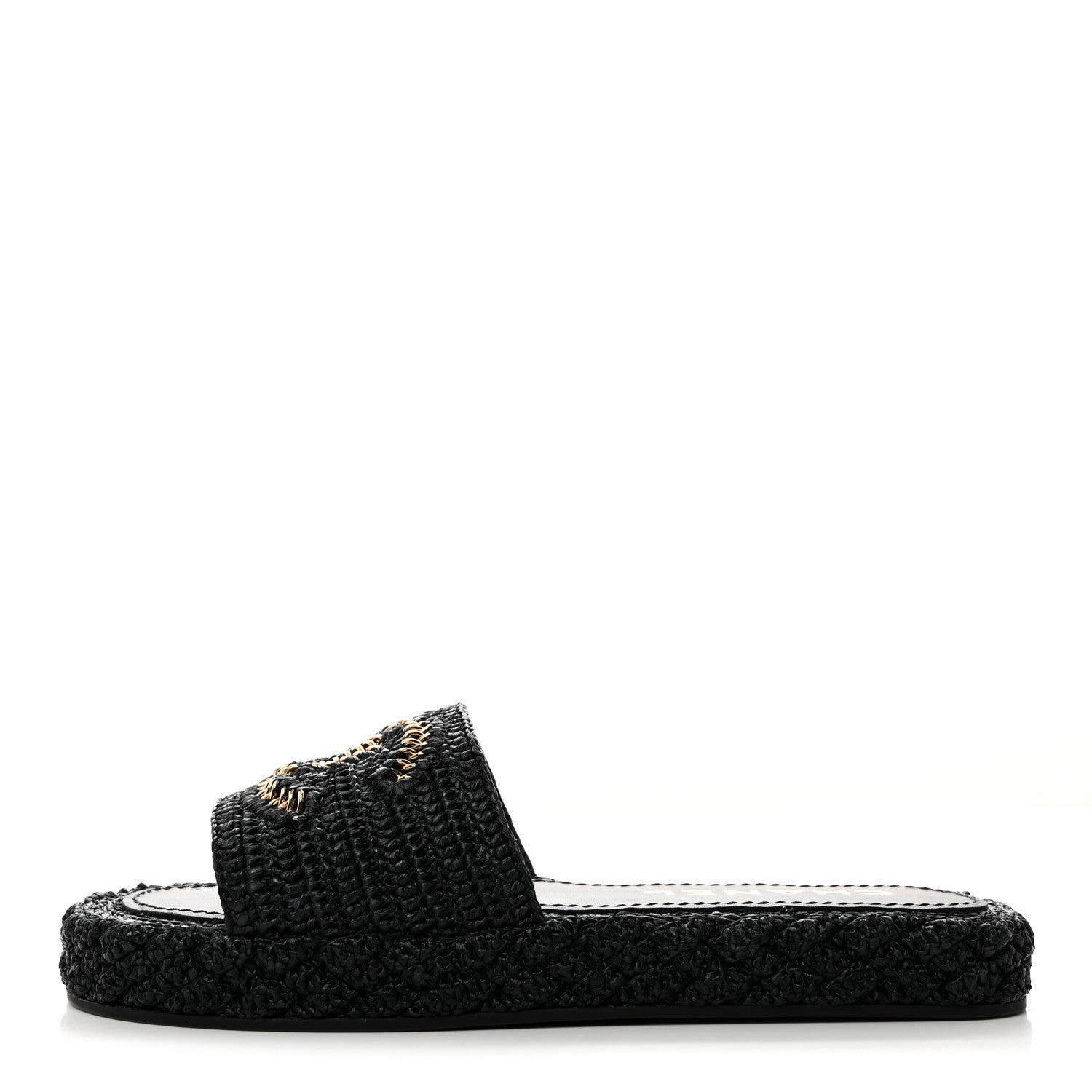 Chanel Raffia CC Espadrille Slip On Sandals 40 Black 1 of 9