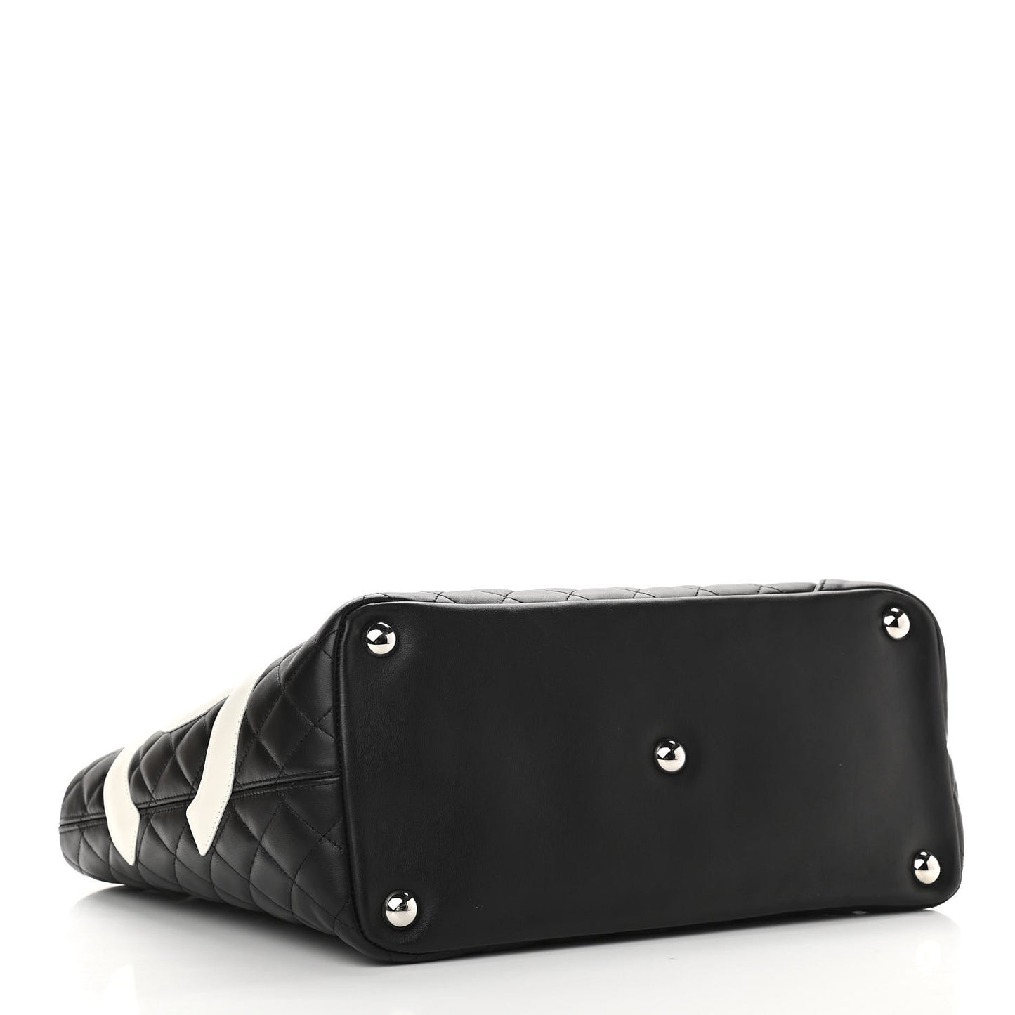 Calfskin Quilted Large Cambon Tote Black White