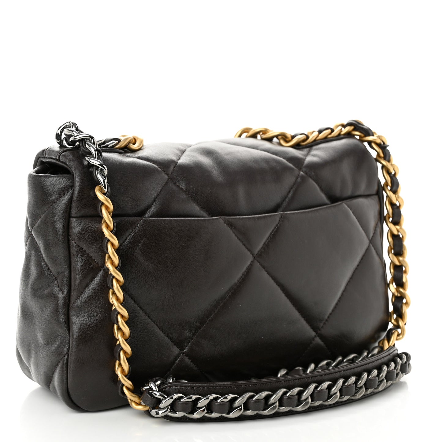 Lambskin Quilted Medium Chanel 19 Flap Dark Brown