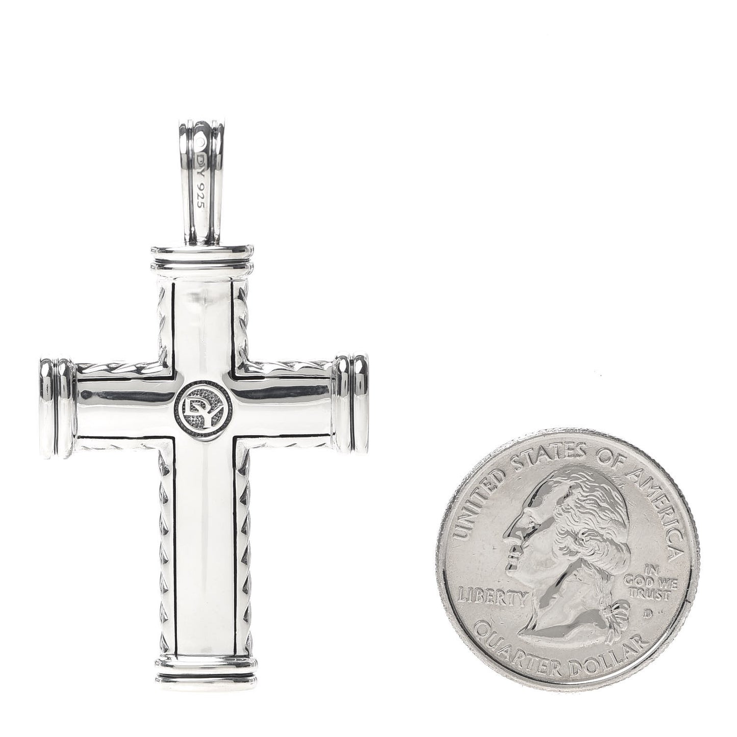 Sterling Silver Pave Black Diamond Chevron Cross Pendant