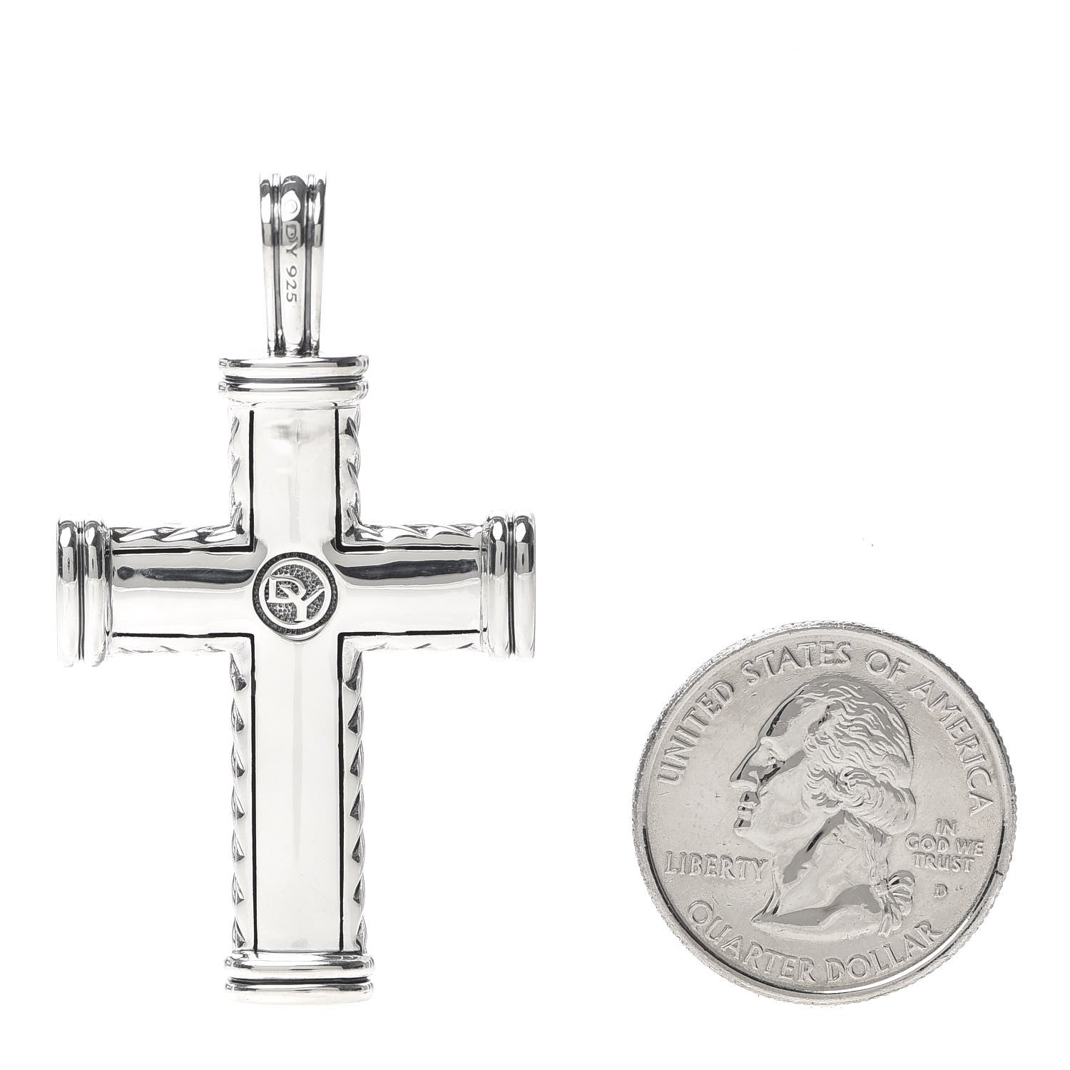 David Yurman Sterling Silver Pave Black Diamond Chevron Cross Pendant 2 of 3