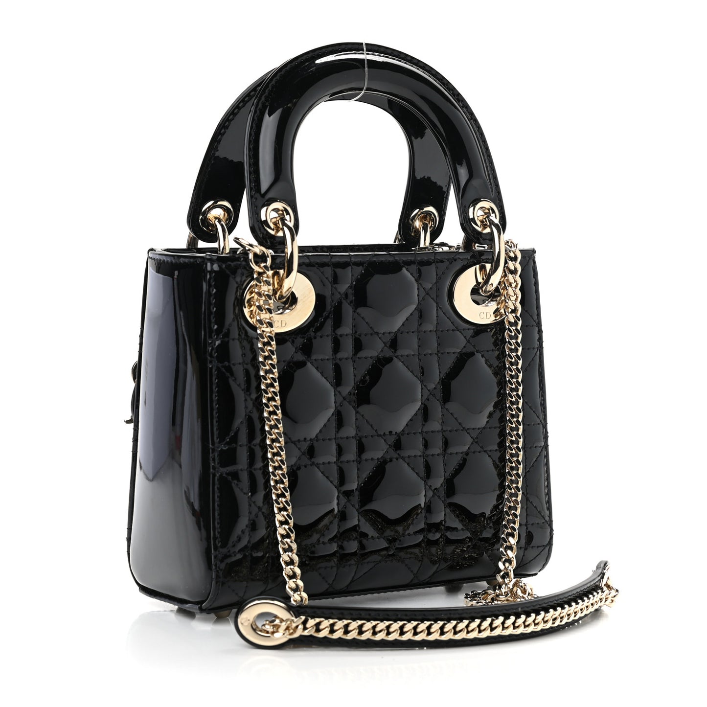 Patent Cannage Mini Lady Dior Black