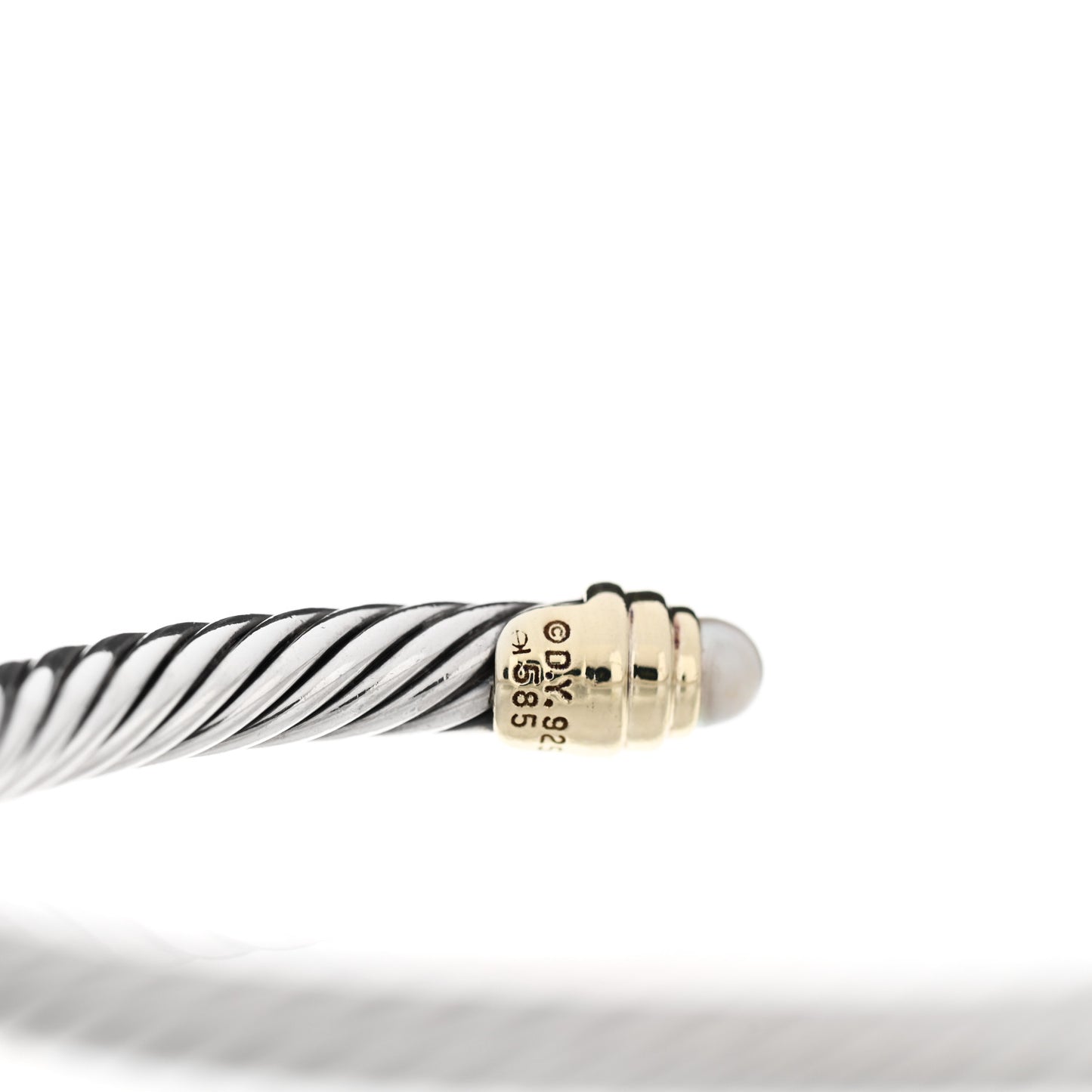 Sterling Silver 14K Yellow Gold Pearl 5mm Cable Classics Petite Color Bracelet