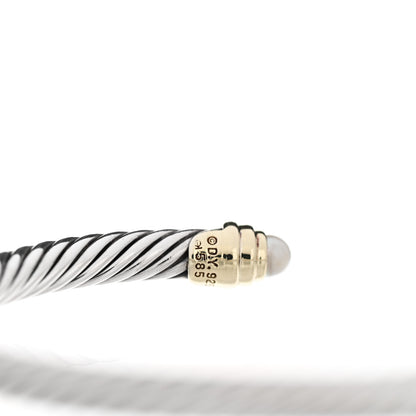 David Yurman Sterling Silver 14K Yellow Gold Pearl 5mm Cable Classics Petite Color Bracelet 4 of 4