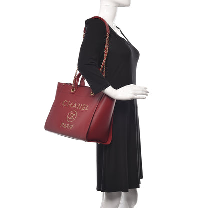Chanel Caviar Small Studded Deauville Tote Red 2 of 10