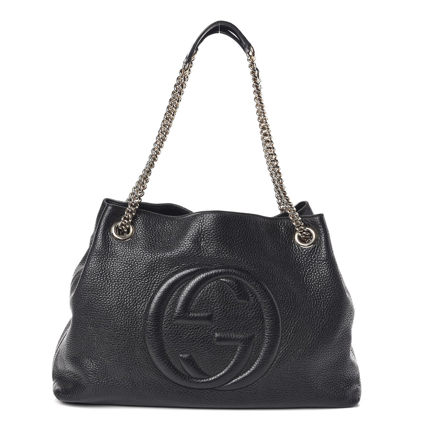 Pebbled Calfskin Medium Soho Chain Shoulder Bag Black