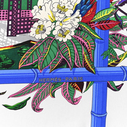 Hermes Silk Jardins D Hiver Scarf 90 Gris Vert Rose 2 of 5