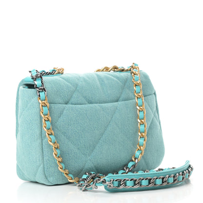 Chanel Denim Quilted Medium Chanel 19 Flap Neon Blue 3 of 11