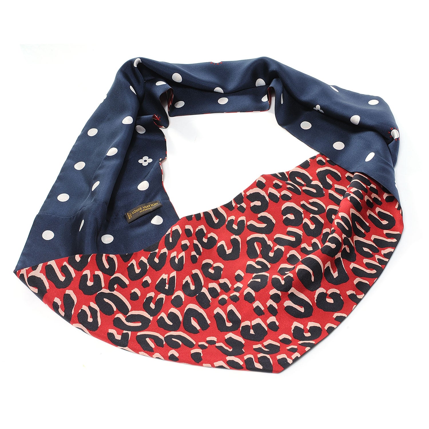 Louis Vuitton Silk Leopard Snood Scarf Red 1 of 6