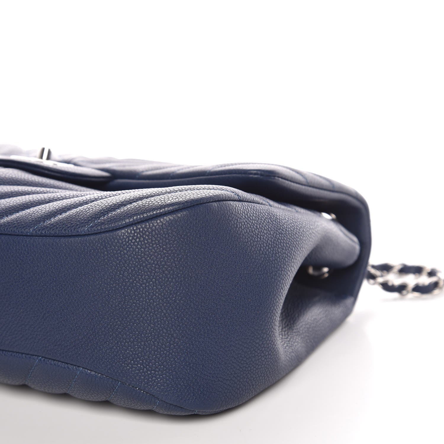 Chanel Caviar Chevron Quilted Large Puffy CC Flap Navy 9 of 10