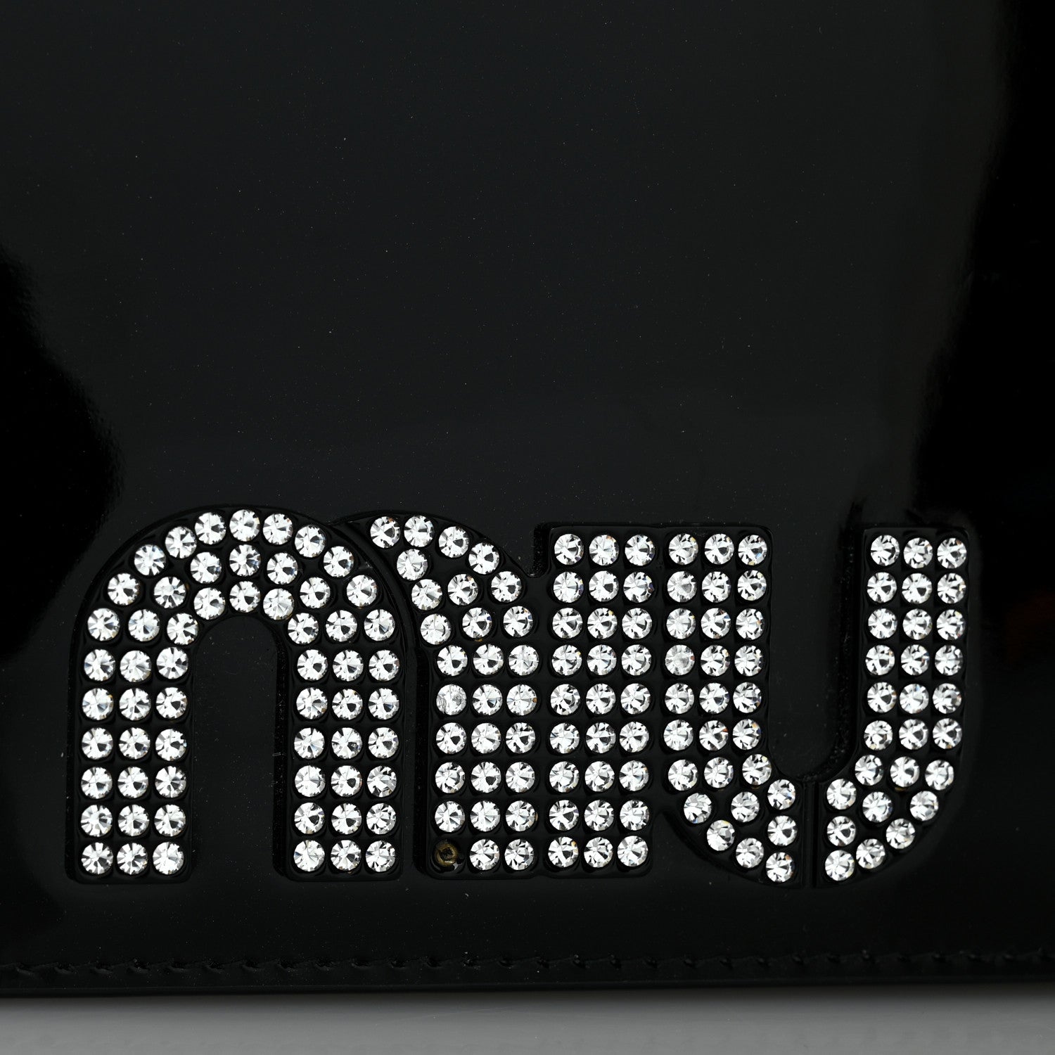 Miu Miu Vernice Crystal Wallet On Chain Black 12 of 13