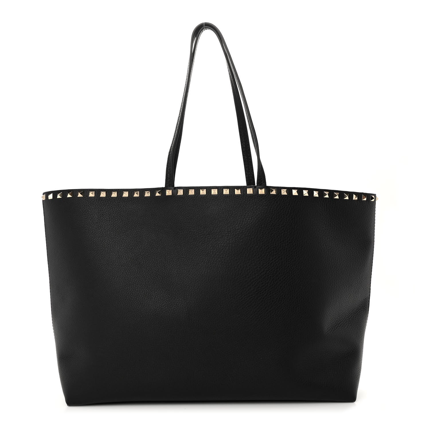 Valentino Garavani Grained Calfskin Rockstud Shoulder Tote Black 1 of 9