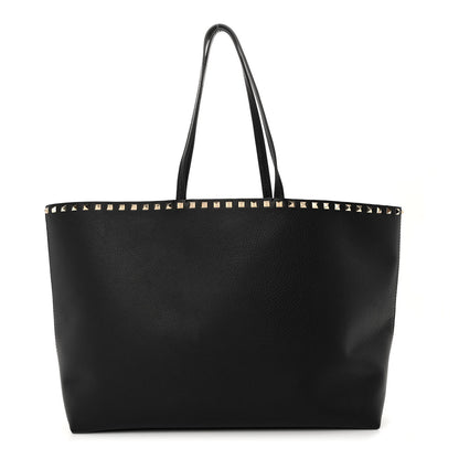 Valentino Garavani Grained Calfskin Rockstud Shoulder Tote Black 1 of 9