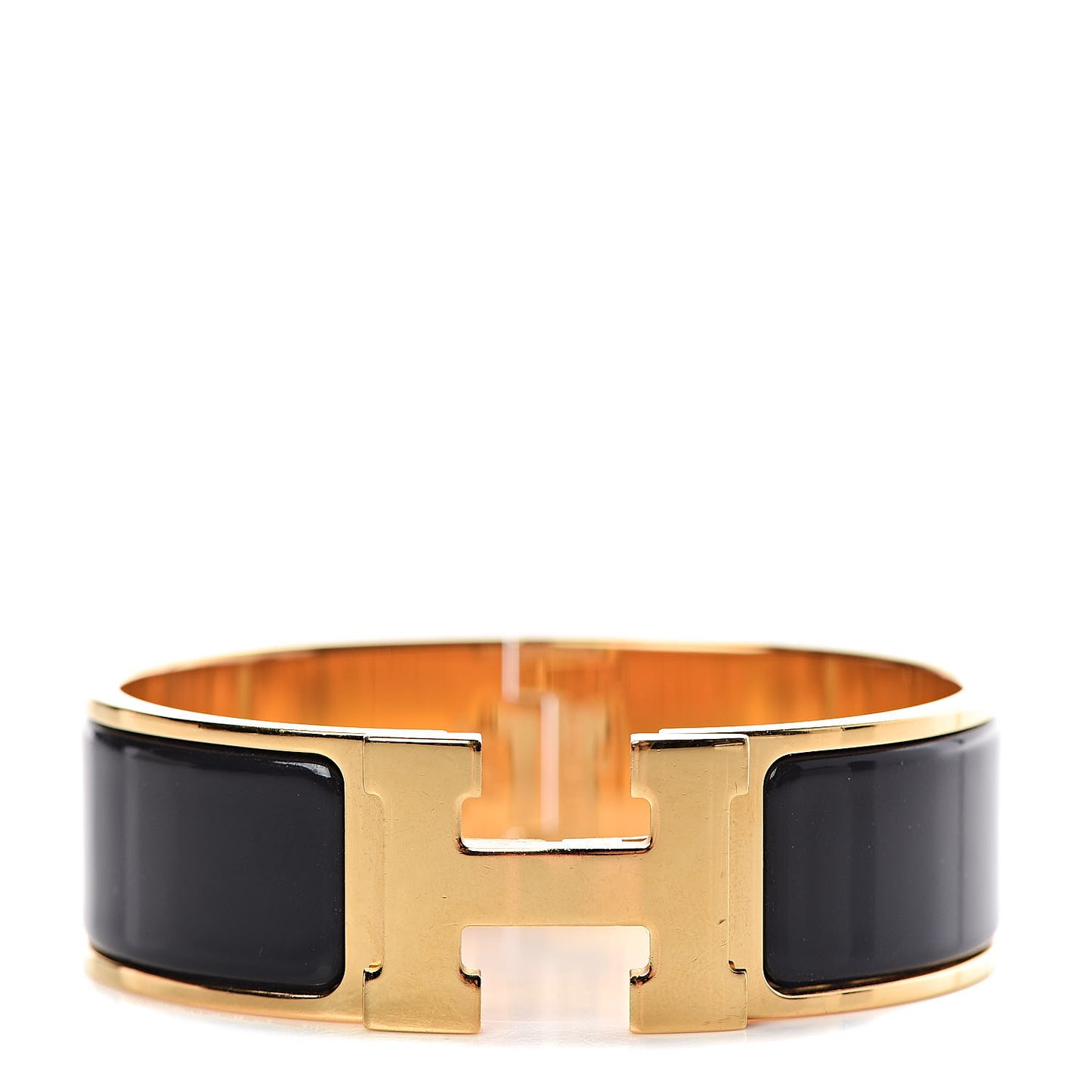 Enamel Wide Clic Clac H Bracelet GM Black