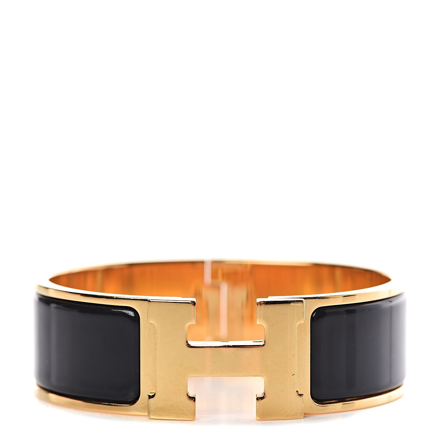 Hermes Enamel Wide Clic Clac H Bracelet GM Black 1 of 5