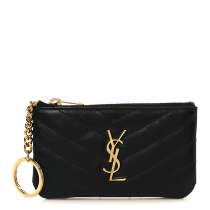 Saint Laurent Calfskin Matelasse Monogram Key Pouch Black 1 of 9