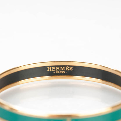 Hermes Enamel Printed Narrow Caleche Bracelet 65 Malachite 5 of 6