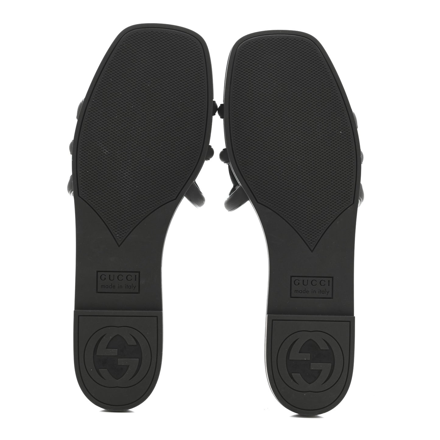 Rubber Womens Interlocking G Slide Sandals 39 Black