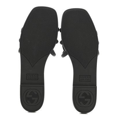 Gucci Rubber Womens Interlocking G Slide Sandals 39 Black 6 of 9