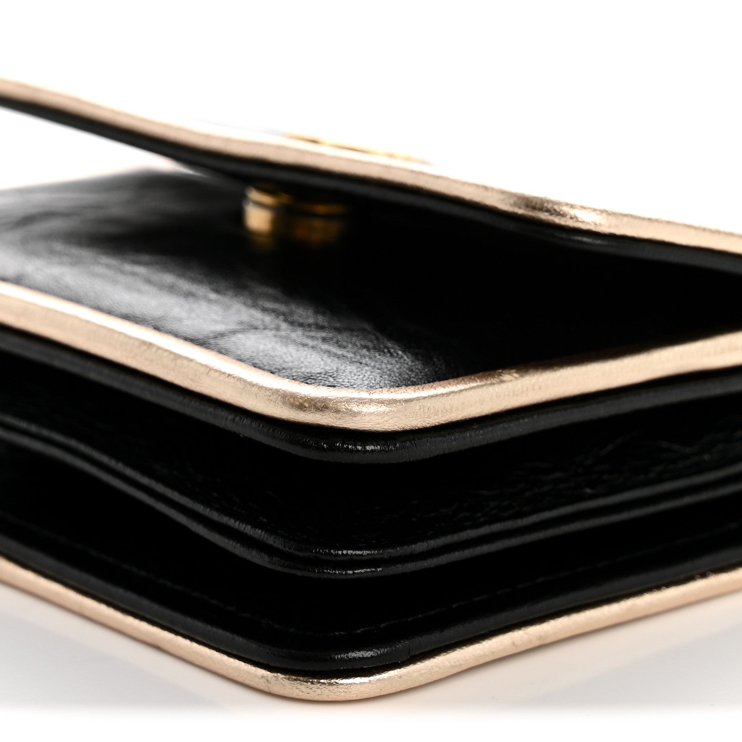 Chanel Metallic Calfskin Clutch With Chain Black Gold 11 of 11
