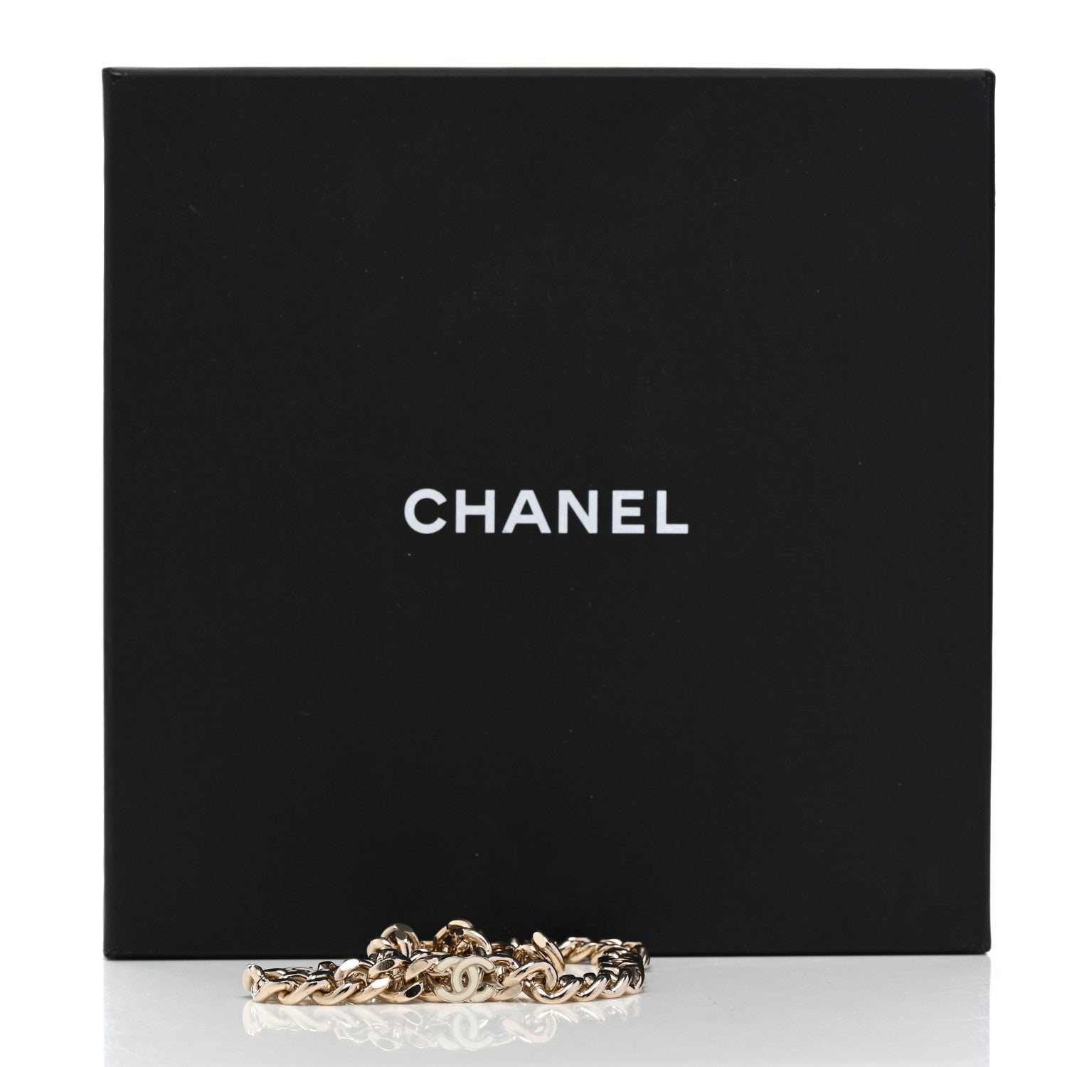 Chanel Metal Enamel Chain CC Choker Gold White 6 of 6