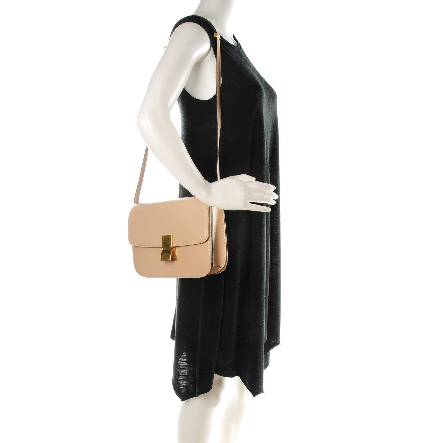 Celine Box Calfskin Medium Classic Box Flap Bag Powder 2 of 8