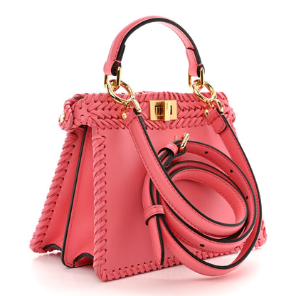 Fendi Vitello King Shiny Nappa Intreccio Petite Peekaboo I SEE U Satchel Pink Dalia 3 of 12
