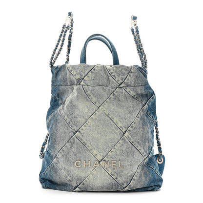 Chanel Denim Quilted Chanel 22 Backpack Blue 1 of 10