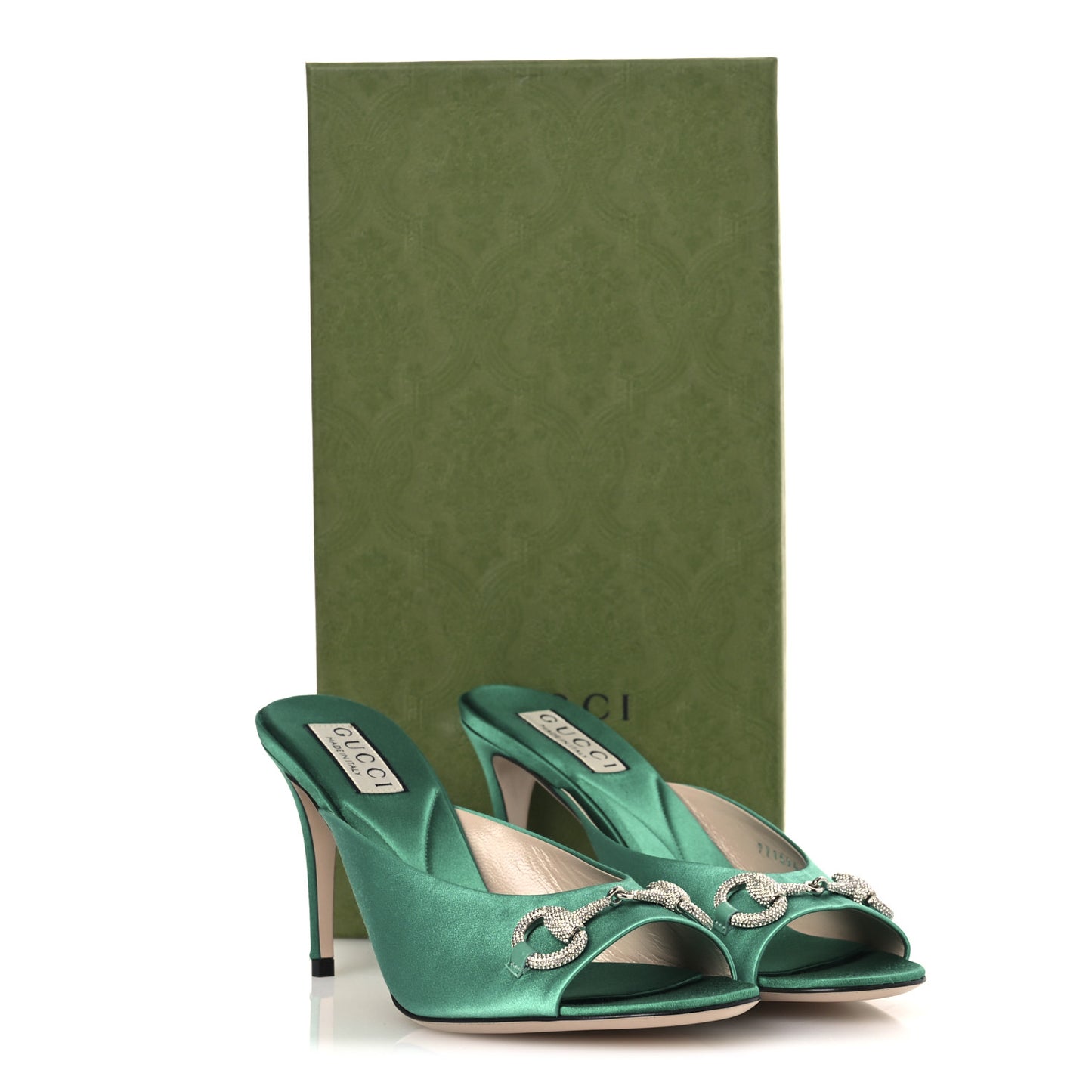 Raso Seta Malaga Kid Crystal Horsebit Sandals 37 Jade Caribbean Green