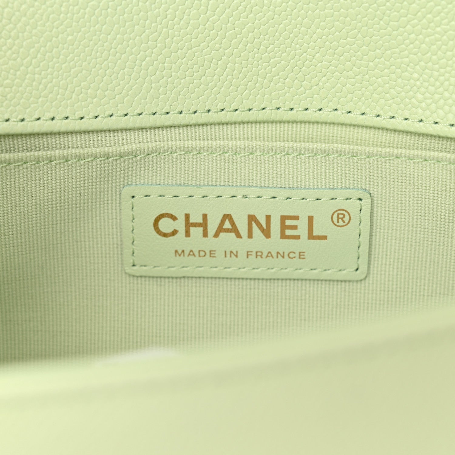 Chanel Caviar Chevron Quilted Small Boy Flap Light Green 6 of 11