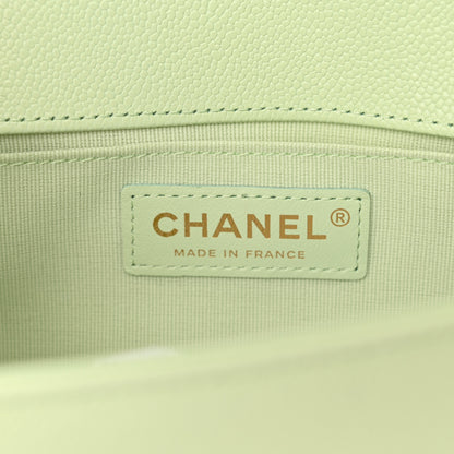 Chanel Caviar Chevron Quilted Small Boy Flap Light Green 6 of 11